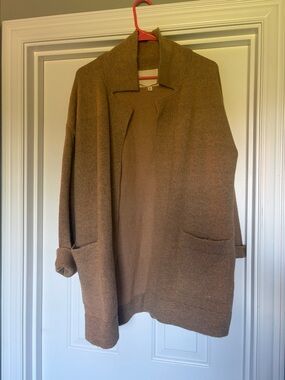 Thread & Supply Metallic Tan Open Cardigan